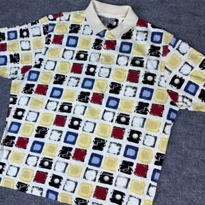 VTG Penguin by Munsingwear Mens XL All Over Print Geometric Polo Shirt Golf Top